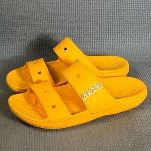 Crocs Unisex Classic Two-Strap Slide Sandals Orange Sorbet Sz 7 Men Sz 9 Women